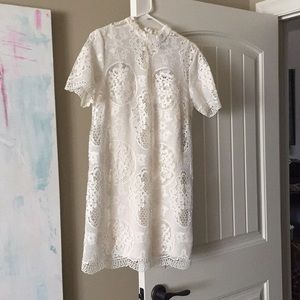 NWT Forever21 White Lace High Neck Dress